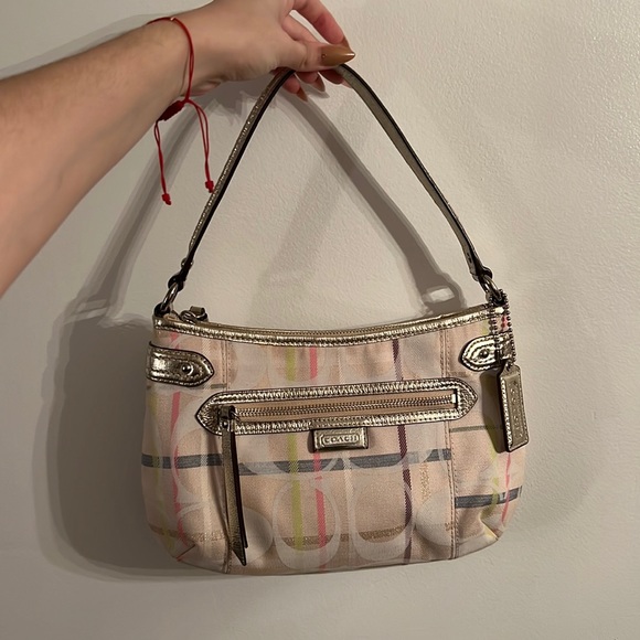 Coach Handbags - NWOT Coach Shoulder Bag Linen Metallic Unique Abstract Design